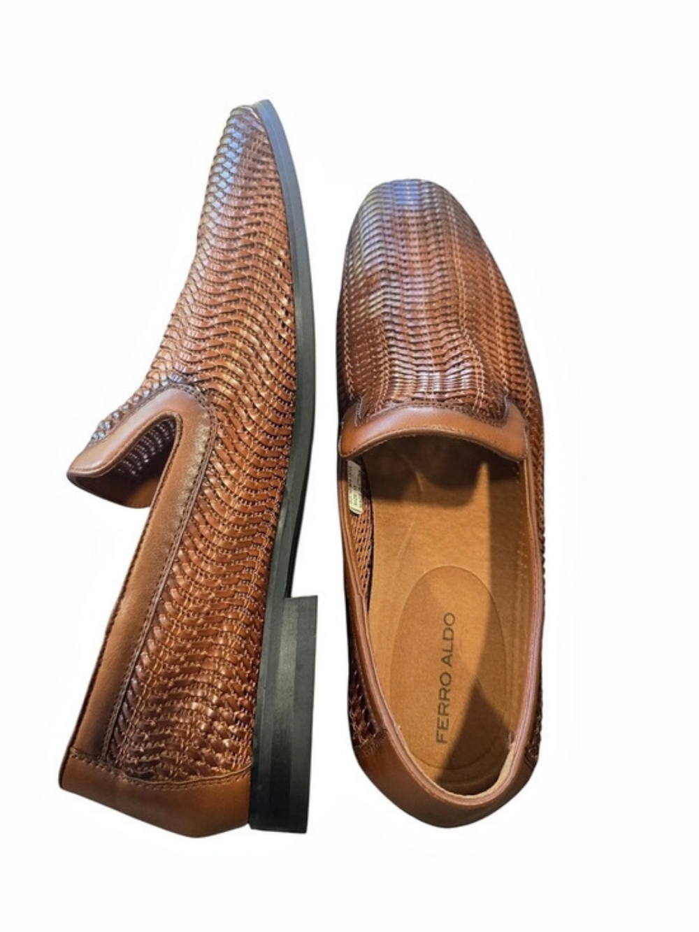 Ferro Aldo Cullen Men's Woven Cognac Loafers Brown US 13 Like New